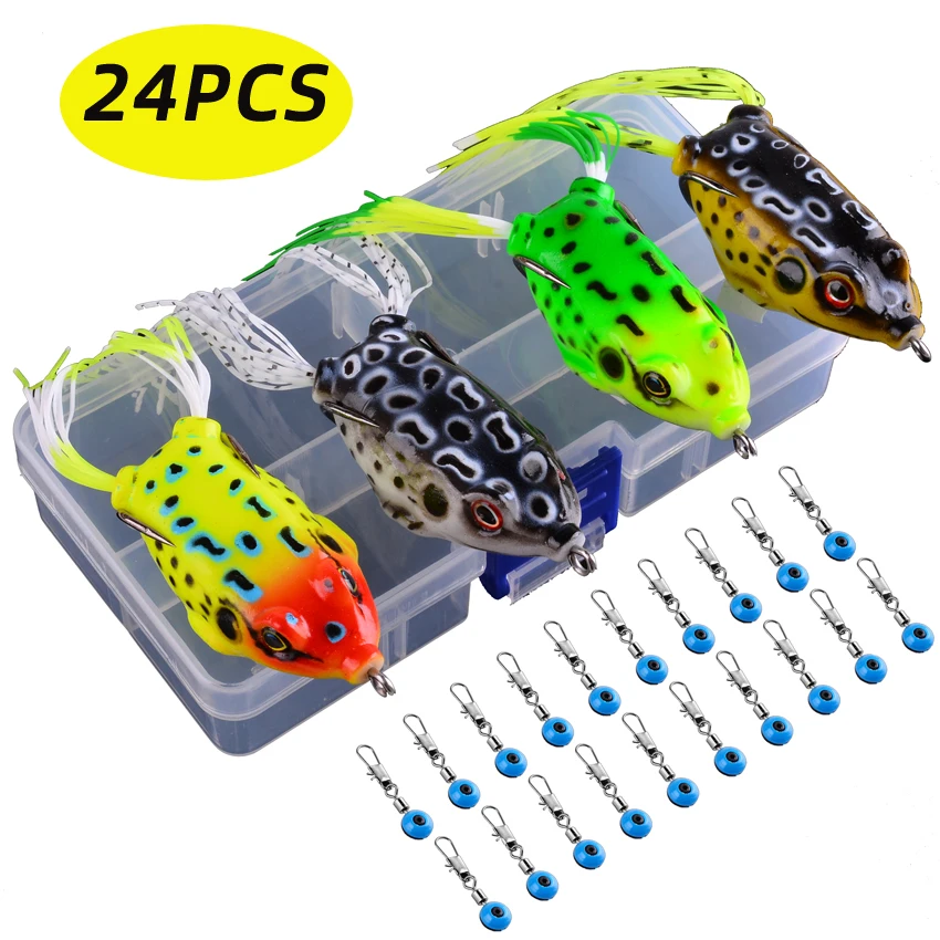 

24PC 6g 8g 13g Lifelike Soft Small Jump Frog Engaging Bait Silicone Bait for Crap Fishing Lure Set Kit Gear Crankbait Tackle Box