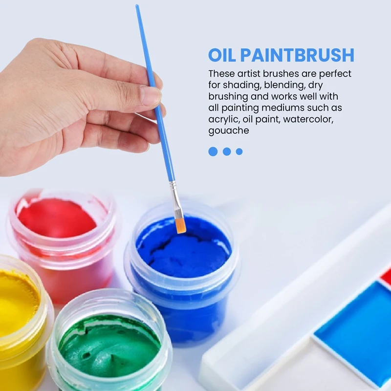100 Pieces Kids Paint Brushes Set For Watercolor Oil Painting Flat +Pointed Brush For Body Face Nail Craft Art image 4