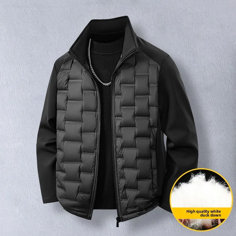 

Men's Casual down Jacket Autumn Winter Outerwear Windproof Lightweight Warm Stand Collar Thermal Top Versatile Leisure Fashion