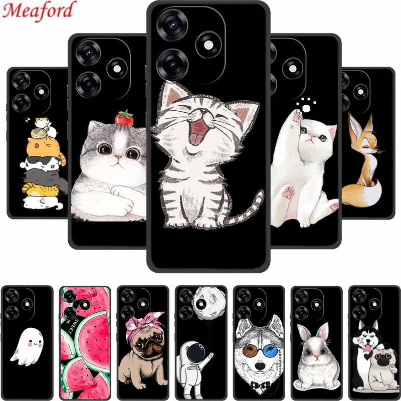 Funda For ZTE Axon 50 Lite Case Cute Cat Black Silicone Soft Phone Case For ZTE Axon 50 Lite Back Cover Case 50Lite Capa Cartoon