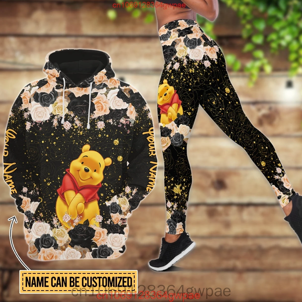 Custom Name Disney Winnie The Pooh Women's Hoodie And Leggings Set Disney Eeyore Hoodie Yoga Pants Sweatpants Fashion Sets