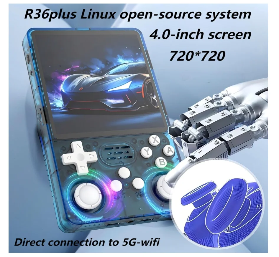 R36Plus شاشة كبيرة Linux OS ريترو لعبة وحدة التحكم R36S Plus 4.0 بوصة IPS شاشة واي فاي ل GBA 10 + محاكي جيب مشغل فيديو