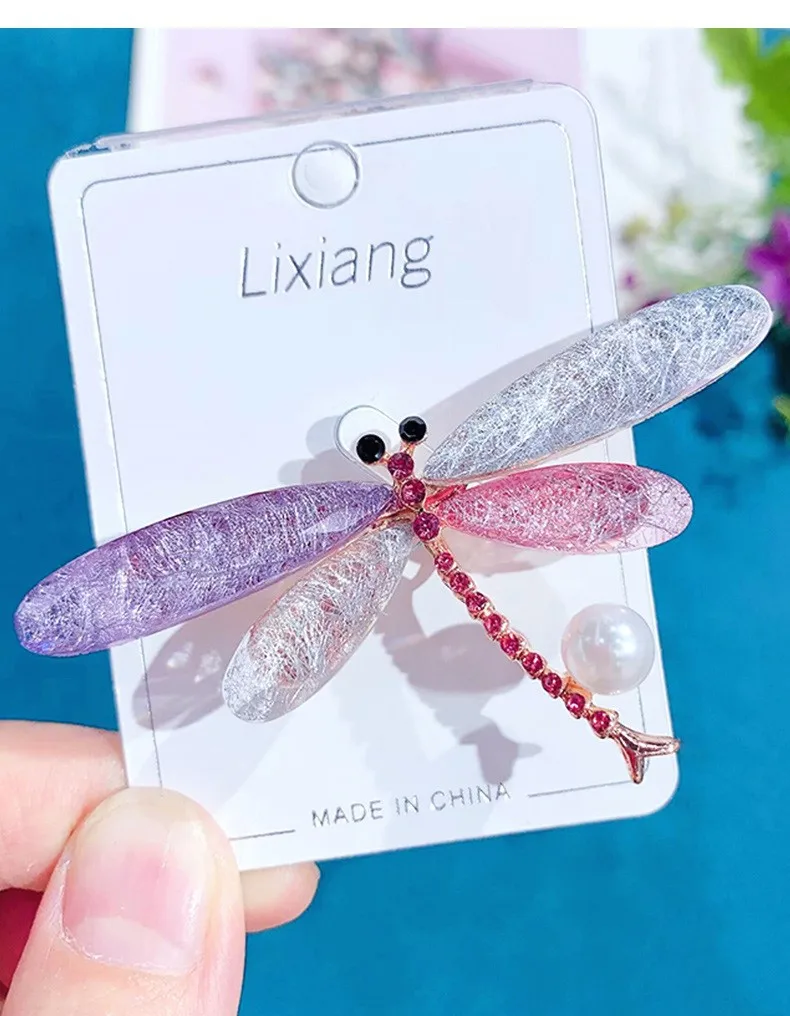 Fashionable new insect brooch retro freshwater pearl dragonfly