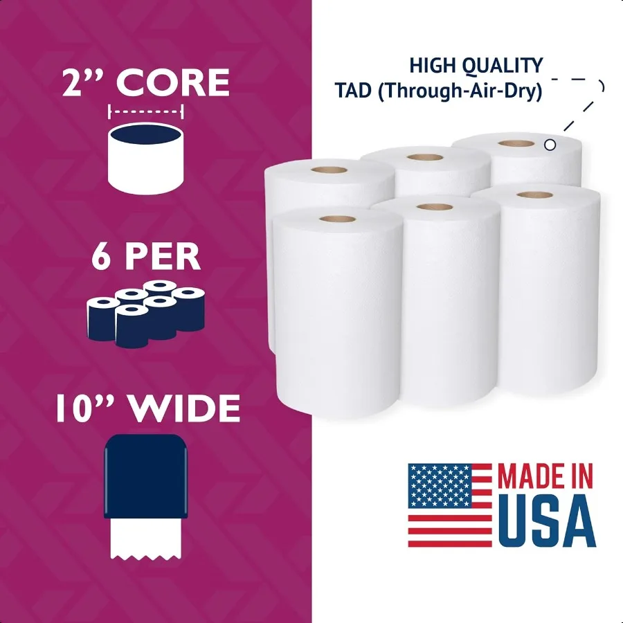 Maximus X1017 Premium TAD 10 لفات من المناشف الورقية مع لفات المناشف الورقية التجارية ذات السعة العالية مناسبة لـ O