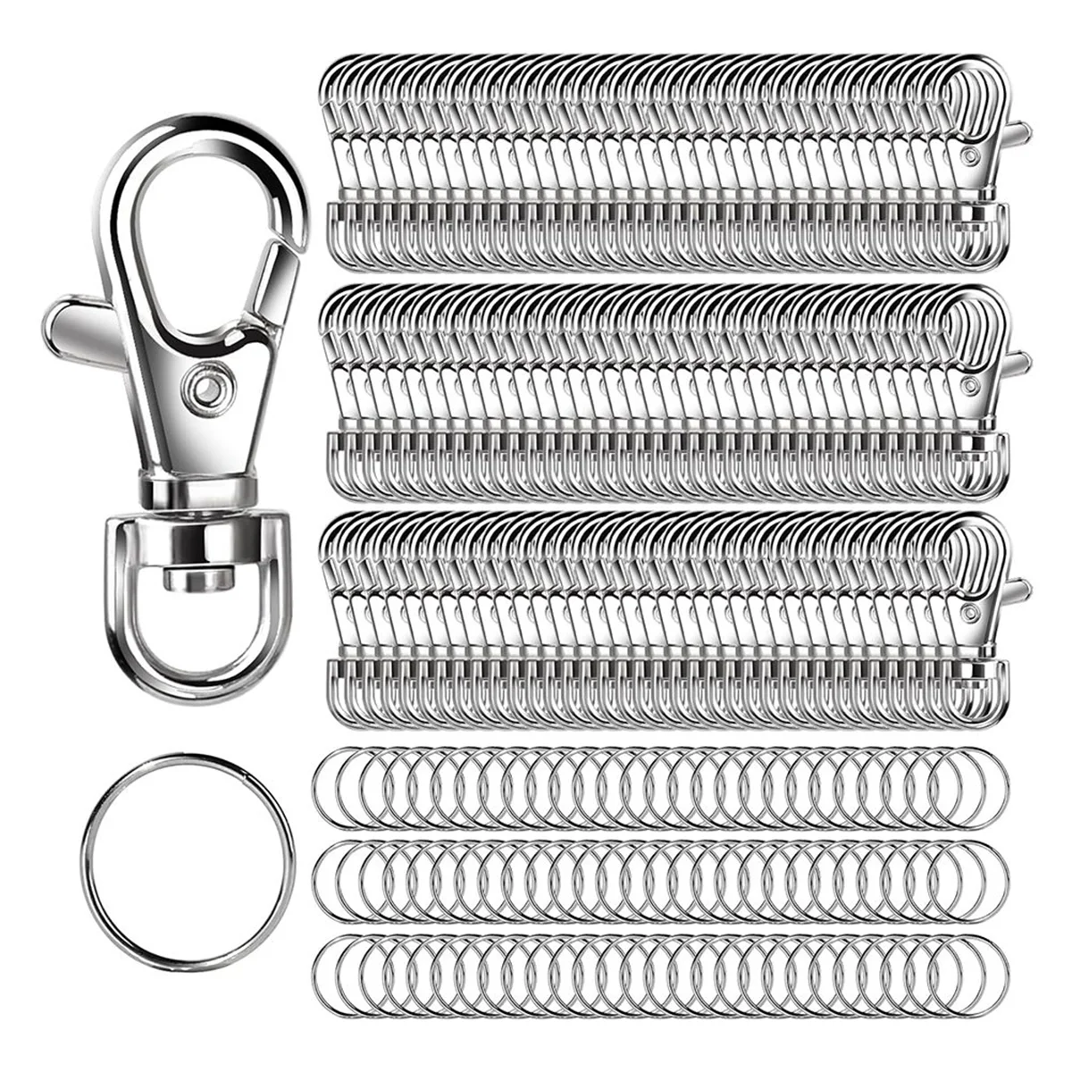 

ABXK Metal Swivel Snap Hooks and Key Rings, 120PCS Small Lobster Claw Keychains Clasps and 120PCS Key Chain Ring 240PCS