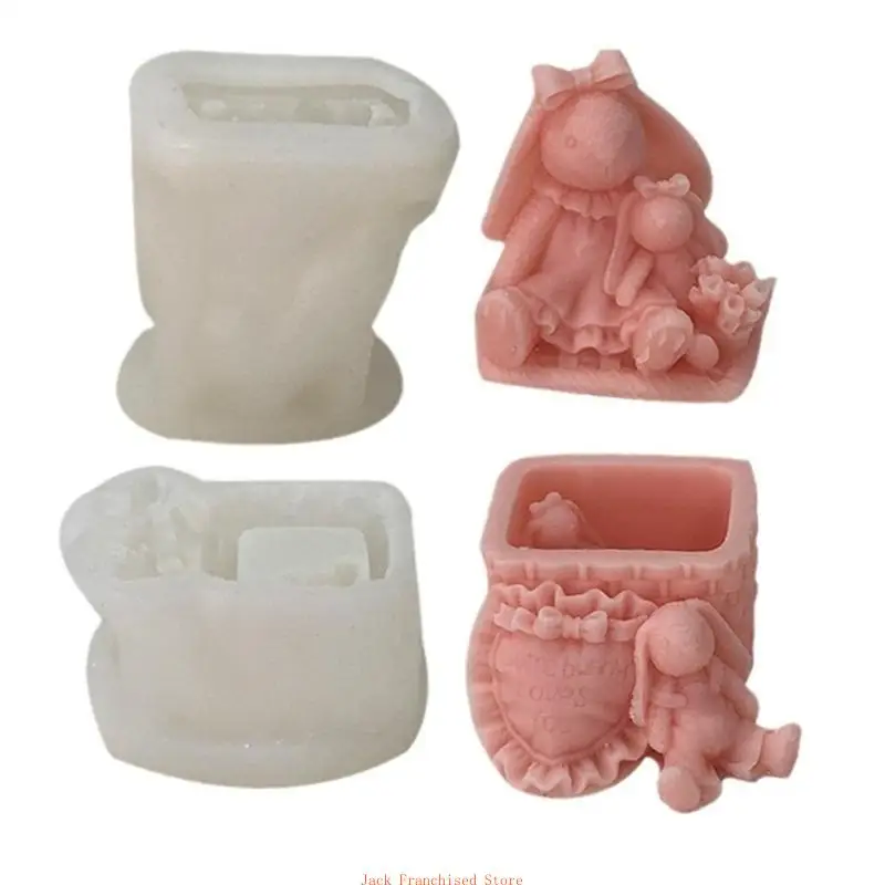 

Rabbit Shaped Resin Case Molds, Resin Jar Molds with Lid for DIY Craft,