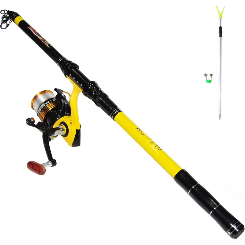 

Fishing Rod and Reel Combo, Medium Heavy DutyRod andReel Telescopic Rod Kit for Travel Saltwater Freshwater Catfish Bass Fishing