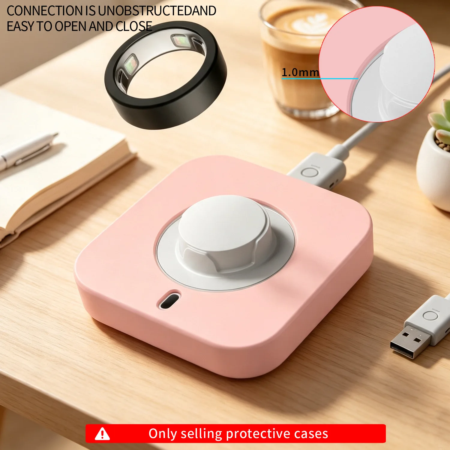 Suitable for Oura Ring 4/5 smart ring charging base protective cover scratch resistant and dust-proof silicone protective cover