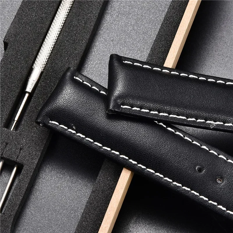 Echtes Lederarmband 18 mm 20 22 24 mm Uhrenarmband Automatische Schmetterlingsschnalle Herren- und Damen-Business-Armbanduhr mit Box-Handgelenkgürtel – Detail 4