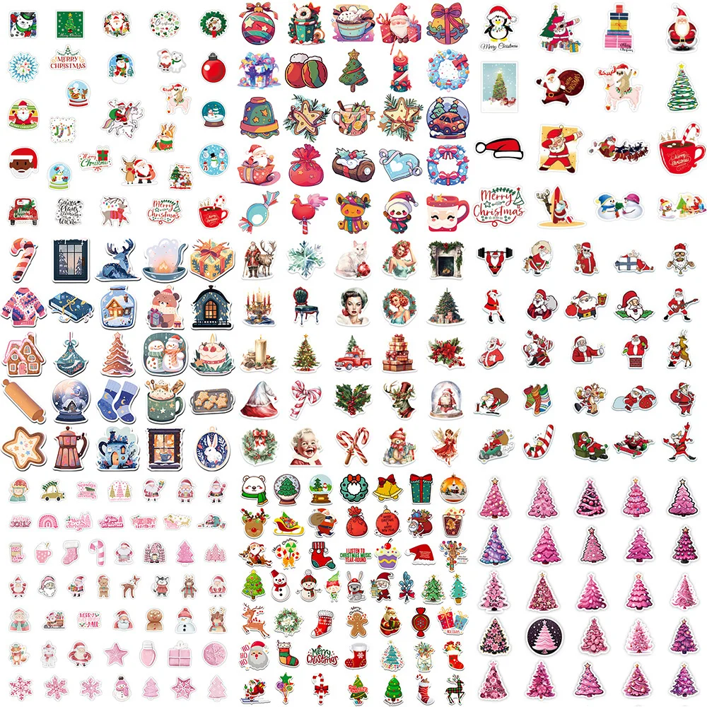 10/30/50PCS Cartoon Christmas Sticker Series Creative Santa Graffiti Helmet Laptop Luggage Refrigerator DIY Decoration Wholesale