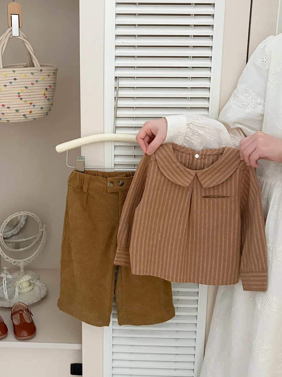 2026 Autumn New Children Corduroy Trousers Solid Boys Girls Casual Pants Baby Clothes Toddler Vintage Loose Pants