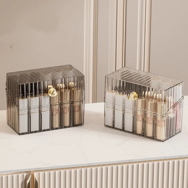 Akrilik Ruj Organizatör Kutusu Makyaj Fırçaları Tutucu Toz Geçirmez Kozmetik Cilt Bakımı Göz Farı Paleti Ev Masaüstü Saklama Kutusu