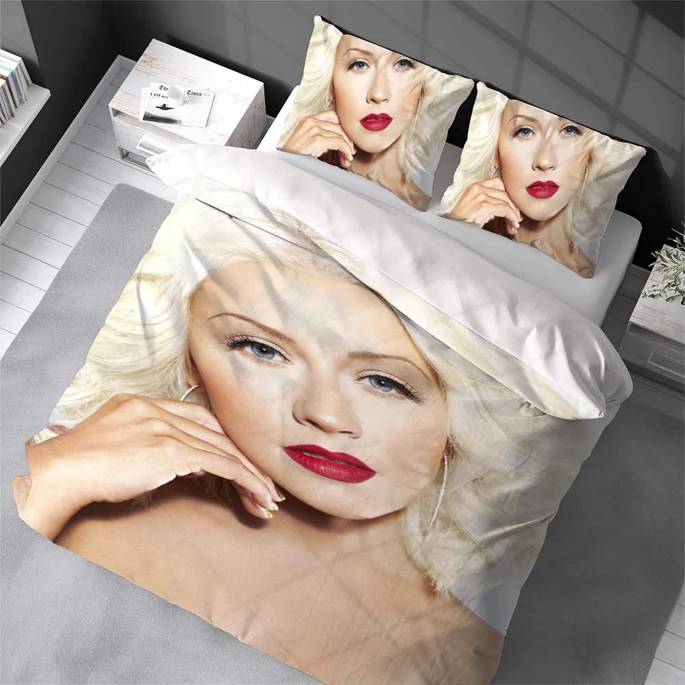 

Christina Aguilera Duvet Cover Set Home Style Bedding Soft Laundry Cotton Bed 3 Piece Set Student Dormitory Gift