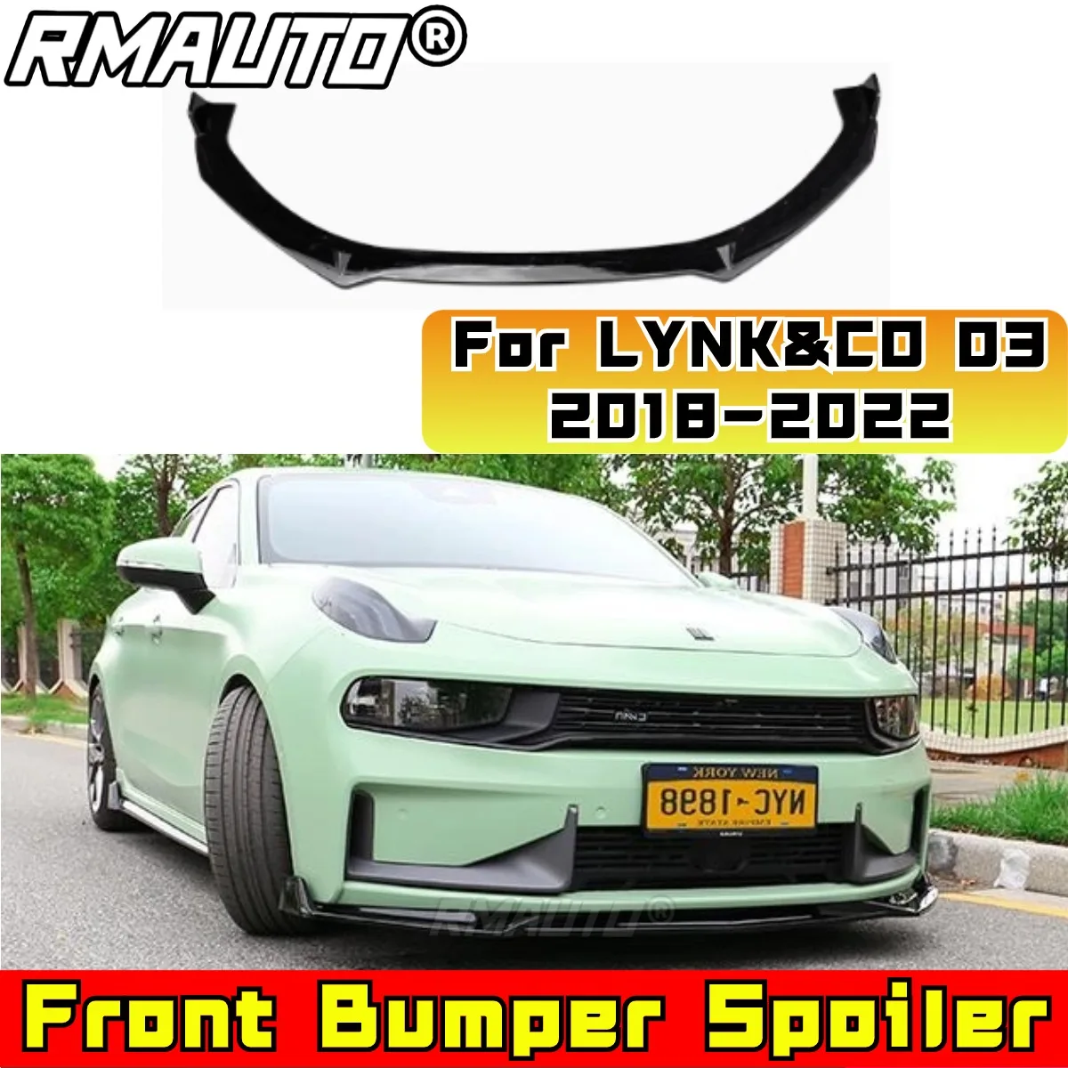 

For LYNK&CO Car Front Bumper Lip Spoiler 03+ Style Bumper Guard Body Kit For LYNK&CO 03 2018-2022 Bumper Cover Car Accessories