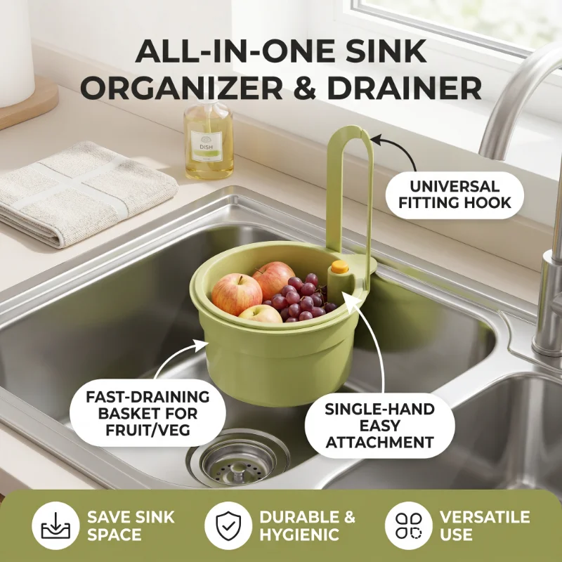 

Multifunctional Hanging Sink Filter Basket Circular Drain Fruit Vegetable Cleaning Food Residue Drainage Faucet Filter