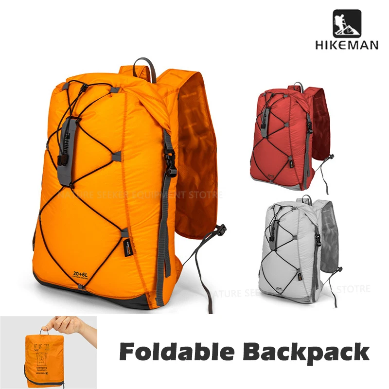 

Складной рюкзак HIKEMAN 20 + 6 л, сверхлегкая водонепроницаемая сумка для путешествий, походов, карманного размера