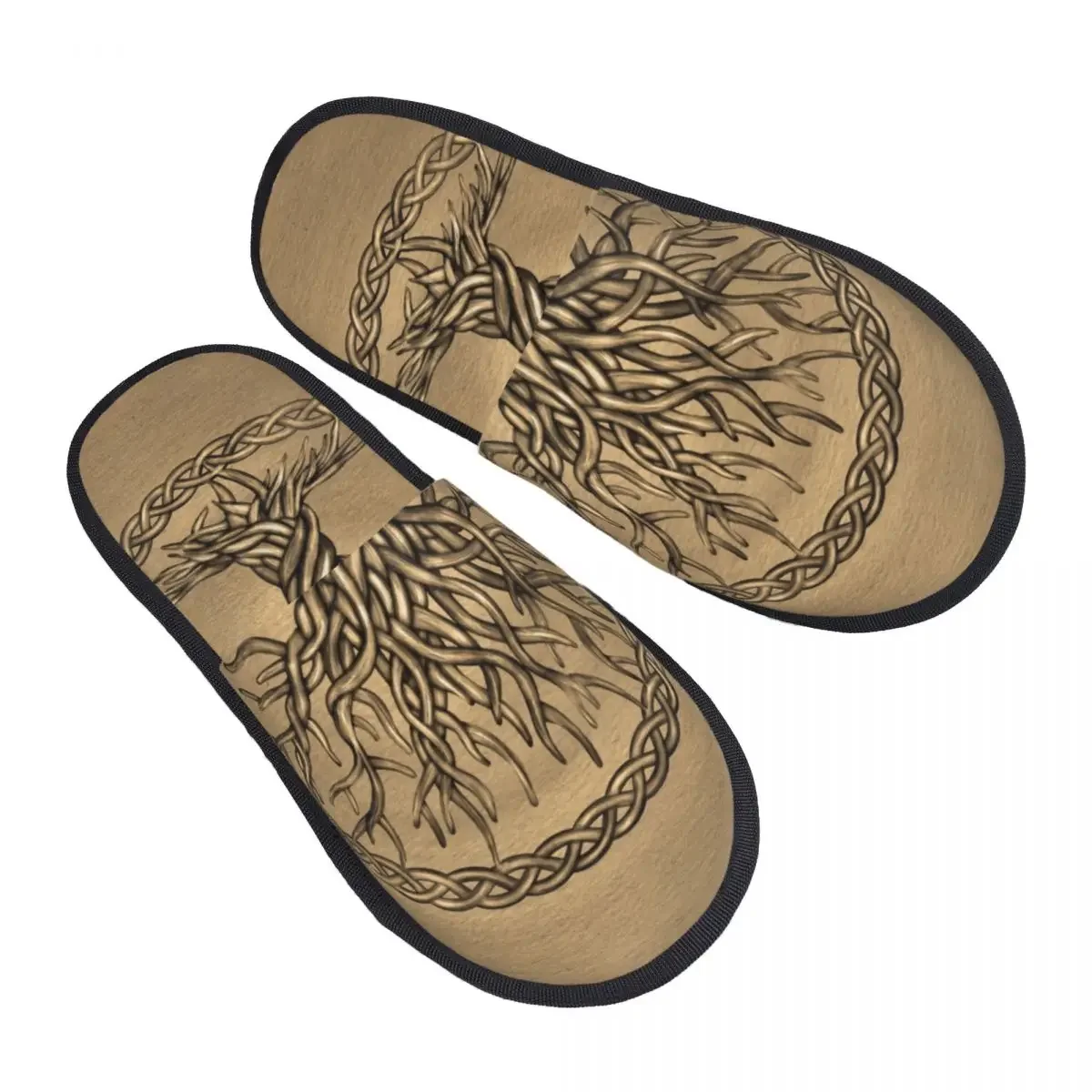 Custom Tree Of Life Sepia Memory Foam Slippers Women Comfy Warm s Yggdrasil House Slippers