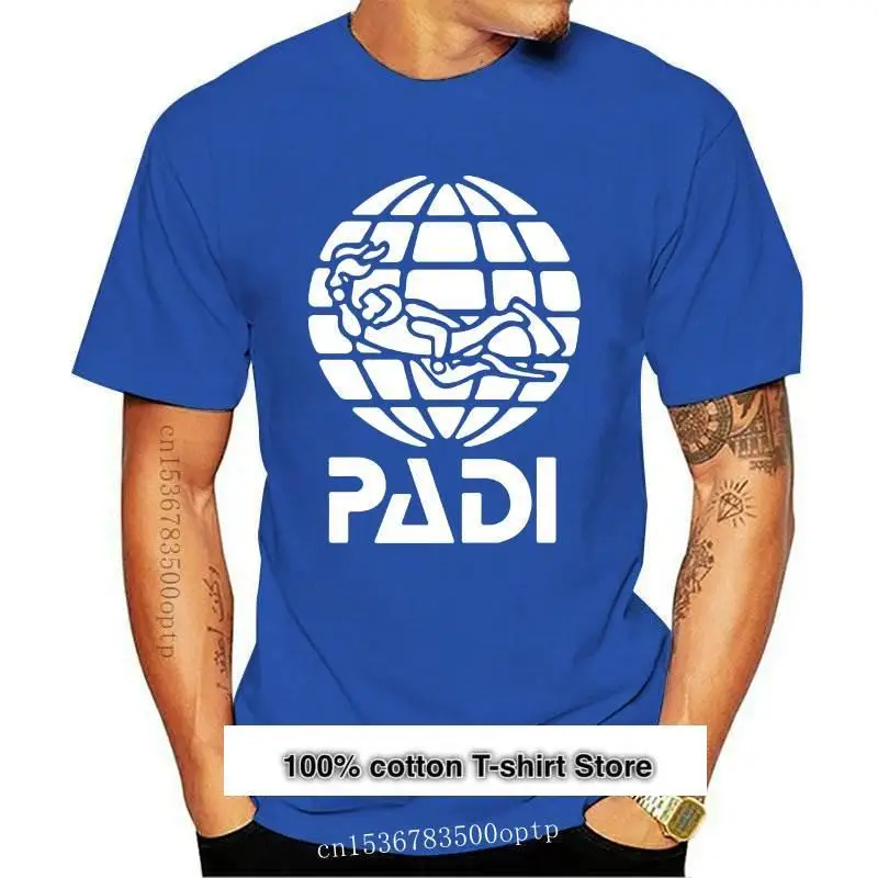 Camiseta de algodón para hombres, prenda de vestir, de manga corta, con estampado de controlador de buceo padi, para verano