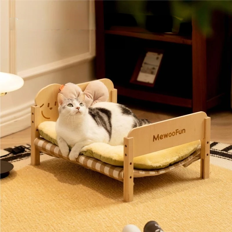 

Wooden Pet Beds Summer Cat Bed Kitten Hammock Sturdy Solid Wood Puppy Small Dog Bed Multiple Beds Can be Stacked for Many Cats