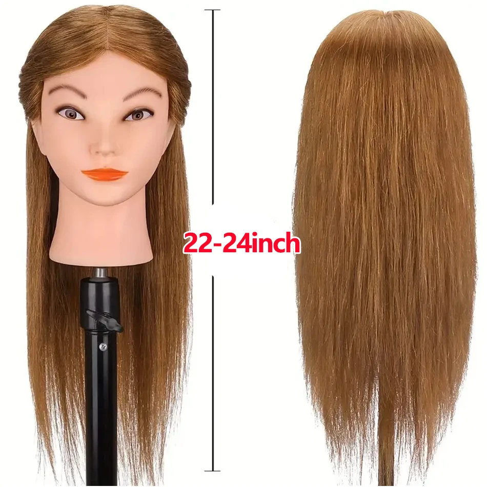 100% Human Hair Mannequin Head for Cosmetology Styling Training Practice Can Be Curled Straighten Professional Mannequin Head image 5