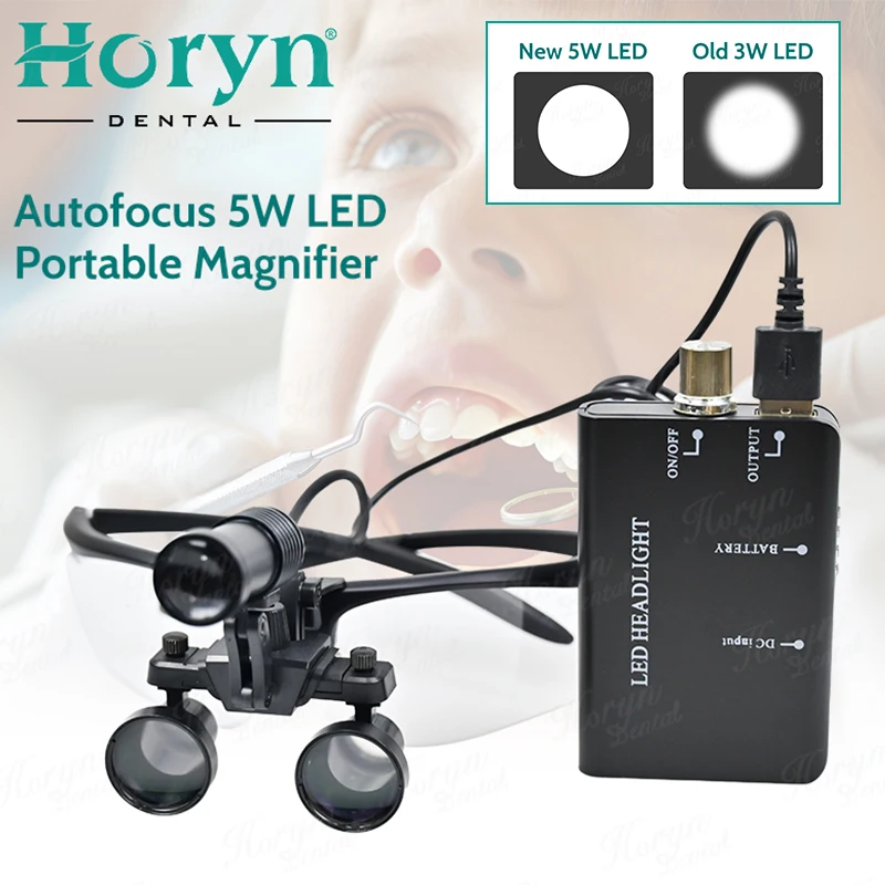 Dental Loupes 2.5/3.5x Dental Wireless 5W Headlamp Magnifier Dental Lab Medical Loupes Magnification Binocular Headlight
