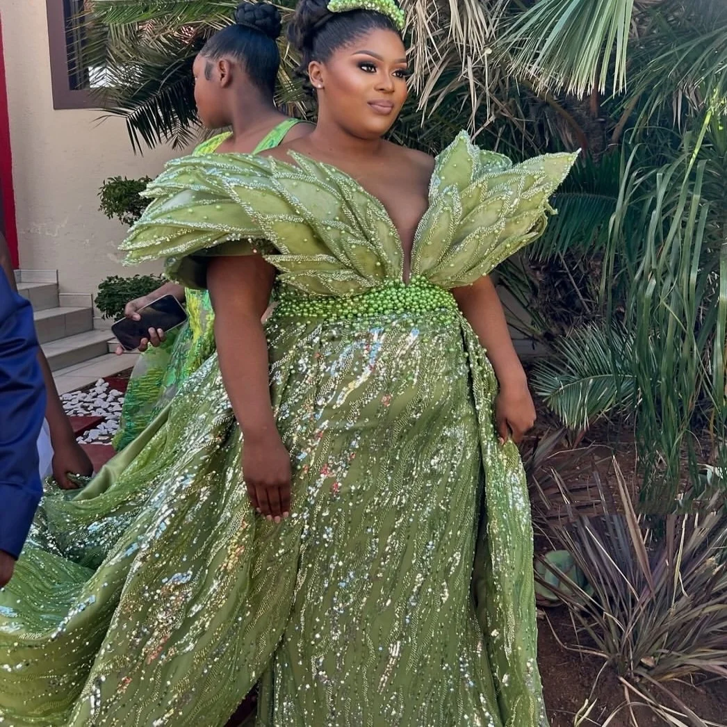 Verde oliva sereia 2025 vestidos de baile florais pérolas trem destacável noite formal festa aniversário vestidos zj265