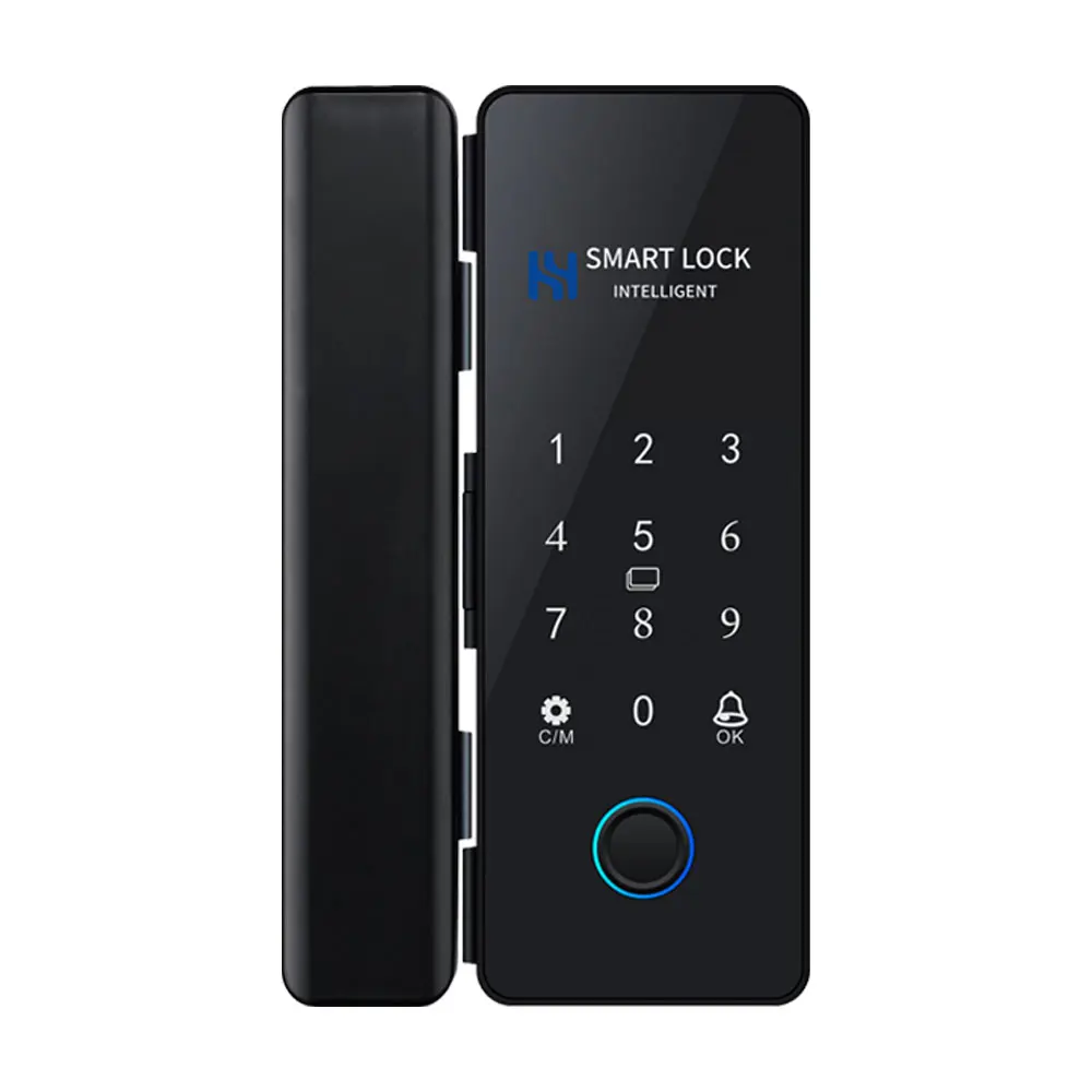 HAHA Lock APP Fingerprint Lock Bluetooth Smart Glass Door Biometric Electronic Digital Door Lock IC 13.56Mhz RFID Remote Unlock