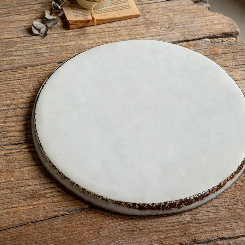 8 Inch Ceramic Square Plate, Vintage Style Dinner Plate Set, Rustic Farmhouse Tableware صحون سيراميك