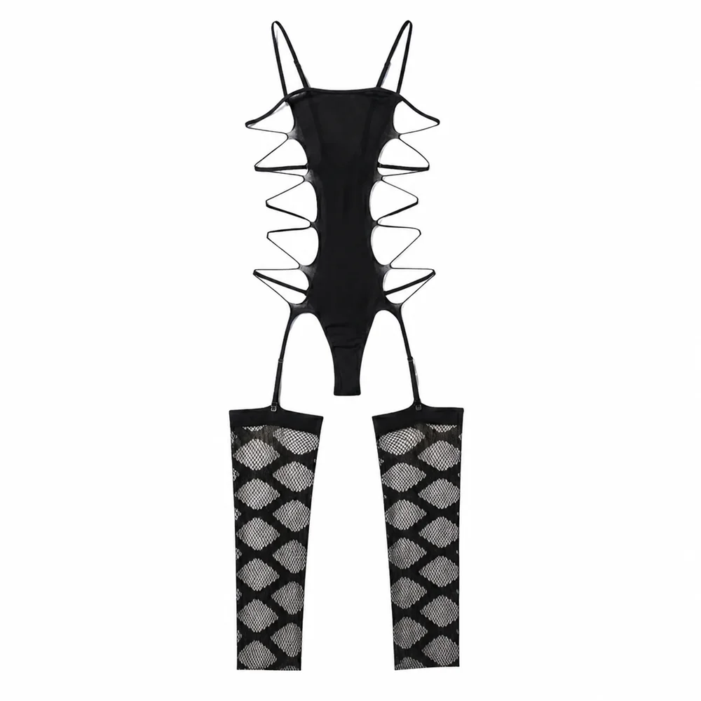 

Sheer Lingerie Bodysuit Women Fishnet Onepiece Catsuit Classic Sleepwear Stocking Intimate Teddy Exotic Jumpsuit Outfit