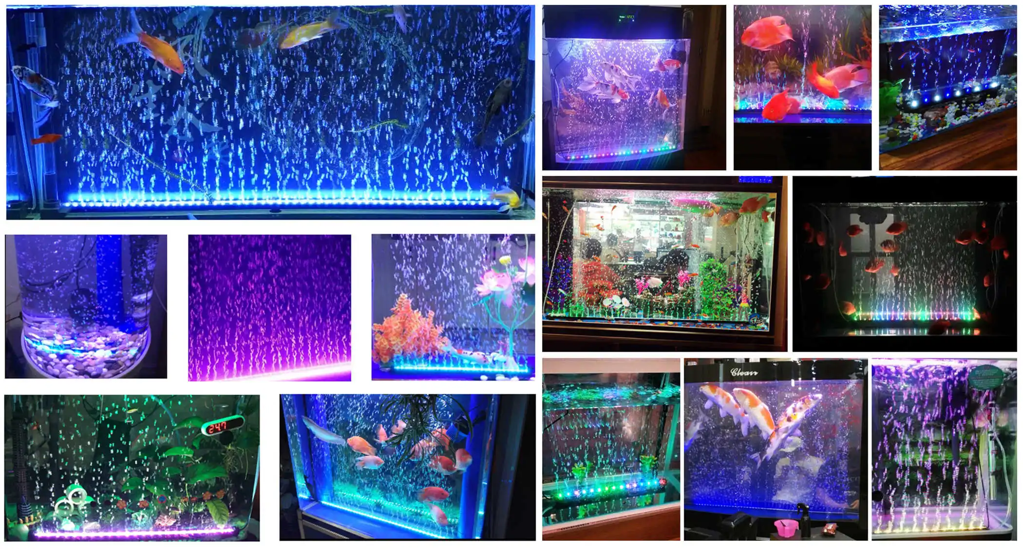 110-240V Submersible RGB Aquarium Light Diving Air Bubble Lamp w/ Remote Control Underwater LED Bar Light for Fish Tank