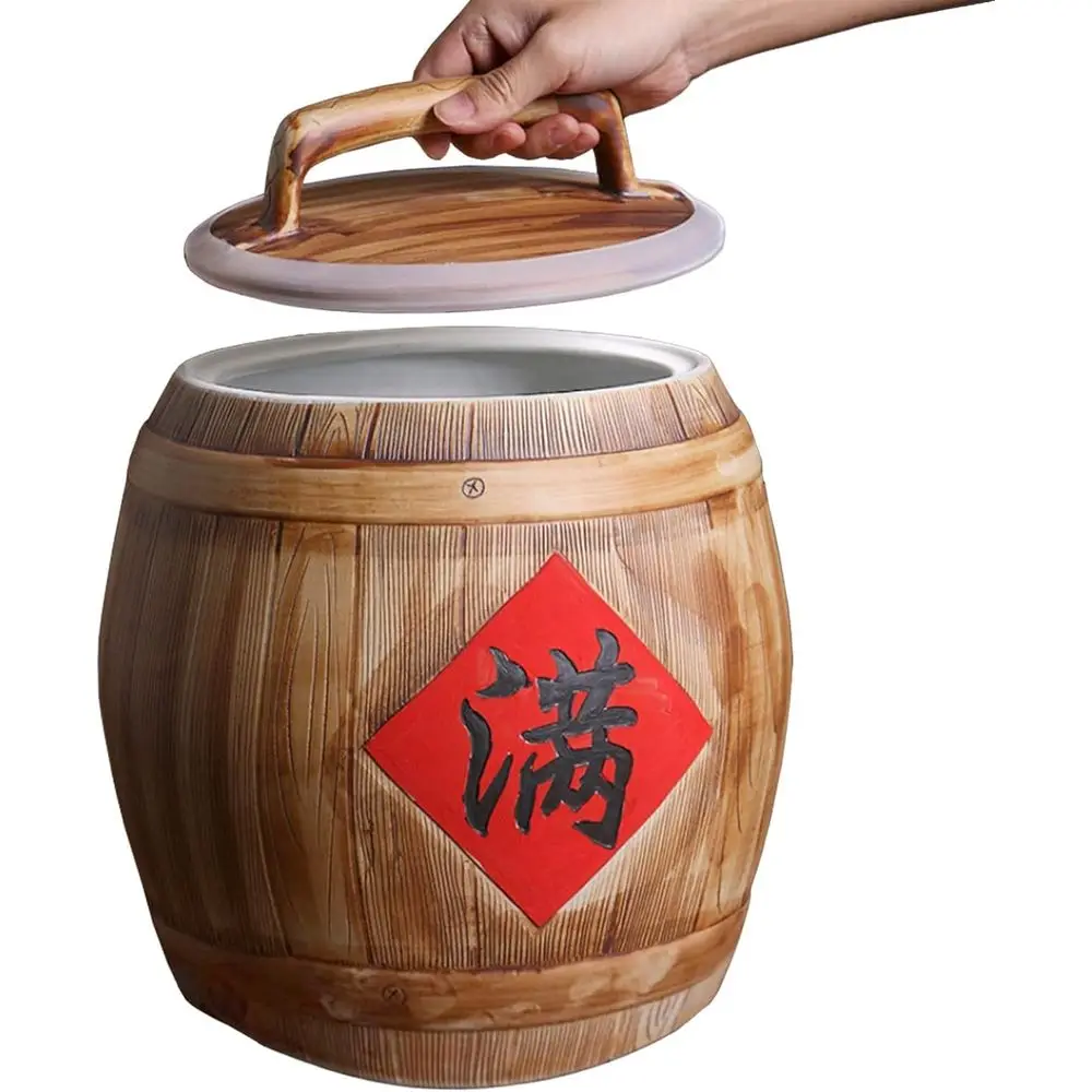 

Керамическая банка для риса, большой керамический контейнер для риса, герметичные банки для хранения пищевых продуктов, диспенсер для зерна 5 10 15 25 кг, ящик для хранения риса с L