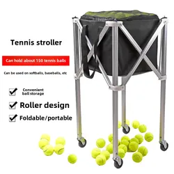 Tennis Cart Multifunctional Storage Basket Can Hold Softballs and Baseballs with Storage Bag Folding Cart Tennis Coach Car