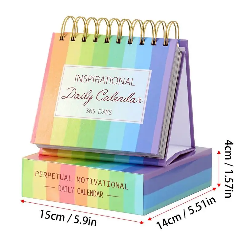 2024 Inspirational Desk Calendar Kawaii Coil Calendar 365 Days Daily Inspirational Quotes Positive Perpetual Calendar With Box