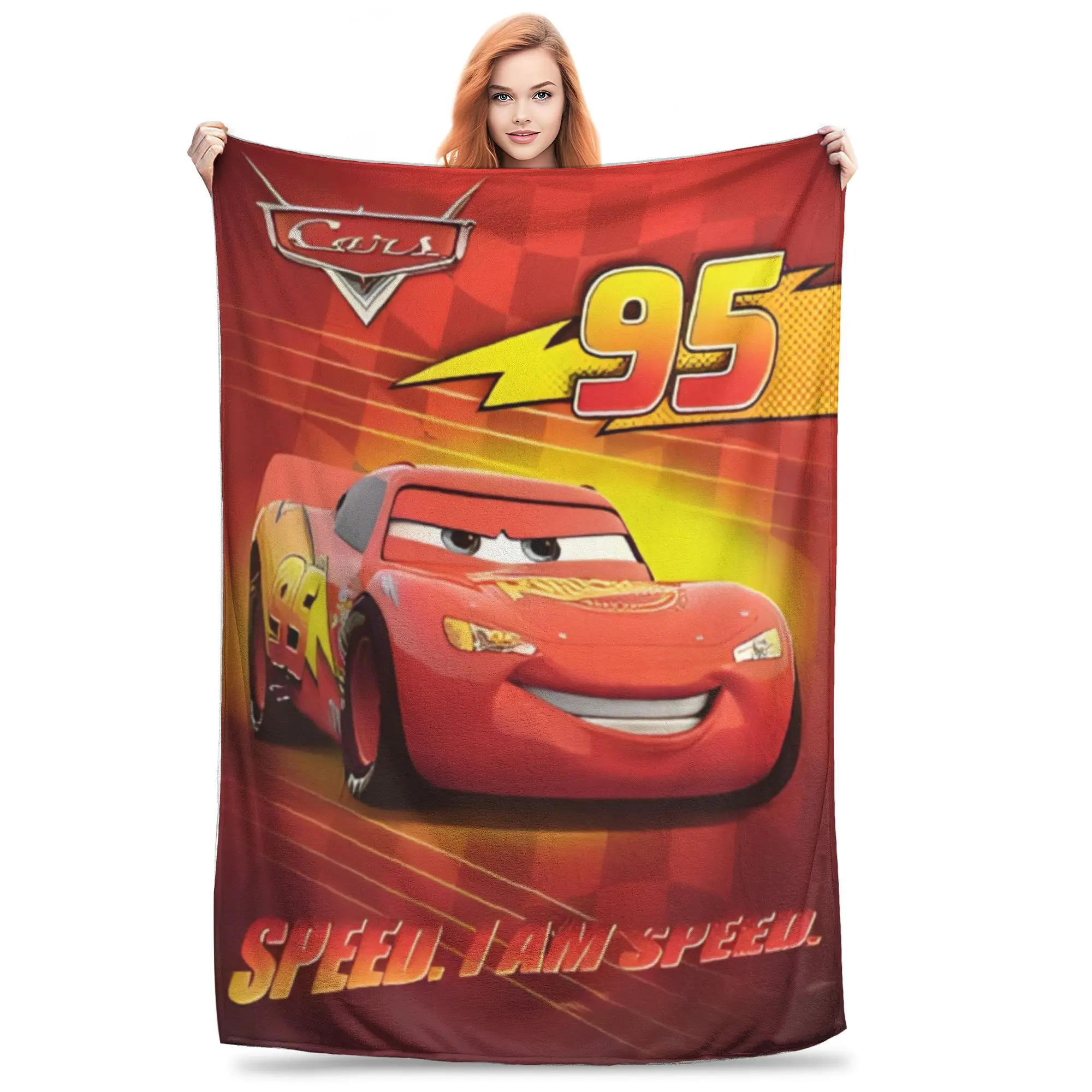 Lightning Cars Movie Mcqueen Speed Knitted Blankets Fleece  Super Warm Throw Blanket for Bedroom Sofa Bedroom Quilt