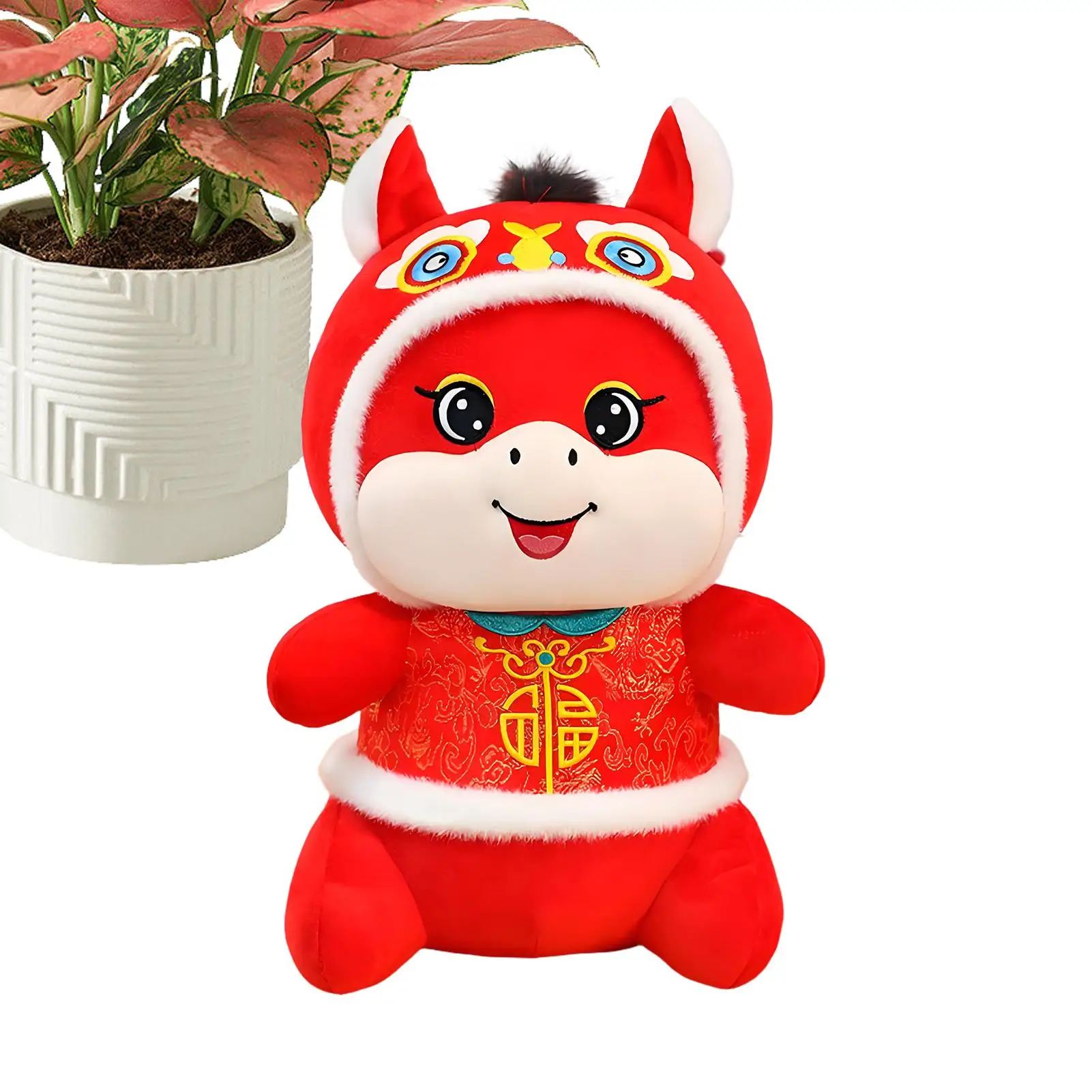 2026 الحصان العام التميمة أفخم دمية أفخم الكرتون محشوة الحيوان الحصان التميمة دمية السنة الجديدة الديكور مهرجان الربيع هدايا الاطفال