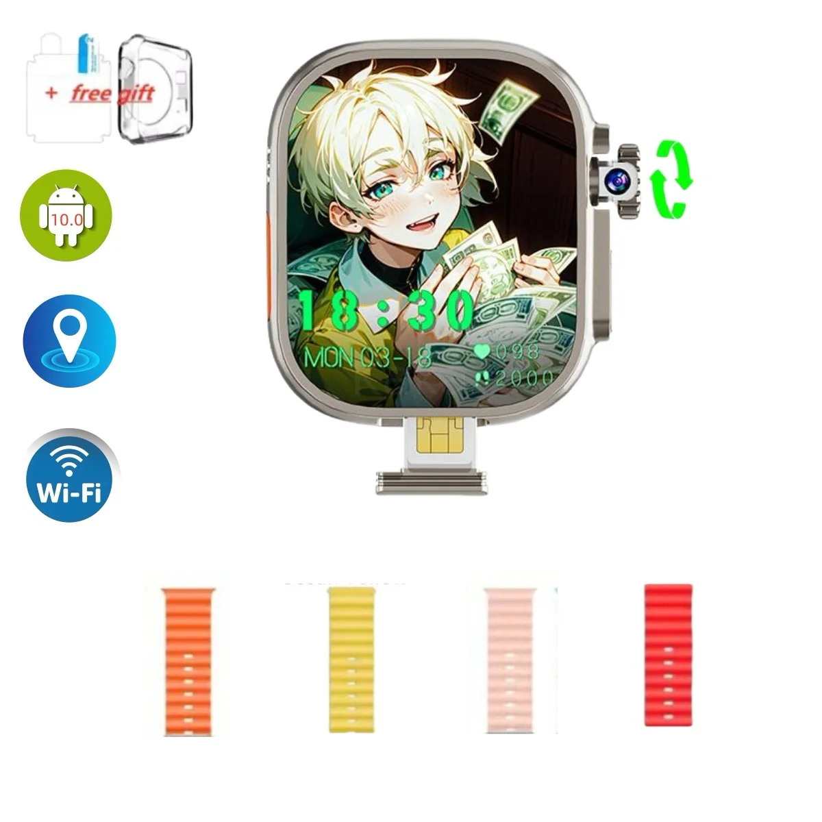 

Android 10.0 Smart Watch S10 Ultra Max 4G AMOLED GPS Wifi 180° Rotating Camera Phone Watch APP Download Face Unlock Smartwatch