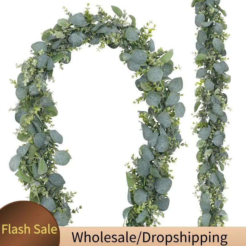 BAAD 2 Pacote 1.8M Guirlanda de eucalipto artificial guirlanda falso dólar de prata vegetação guirlanda videiras corredor de mesa