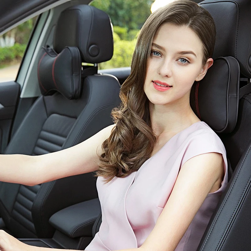 الجلود سيارة مسند الرأس الرقبة وسادة غطاء حزام الأمان منصات الكتف لمرسيدس بنز AMG E S C A B الفئة GLE GLS CLS GLC CLA GLA GLK #5