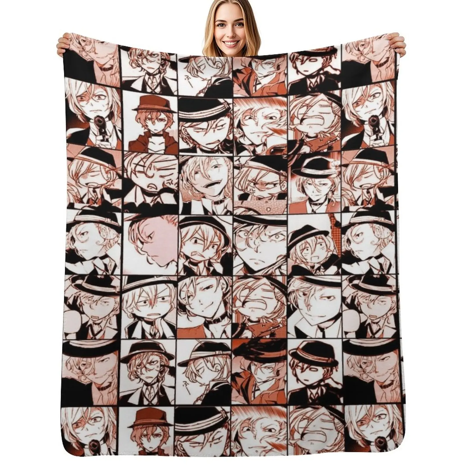 

chuuya collage- manga color version Throw Blanket Soft Home Decor Blanket for Couch Bedroom