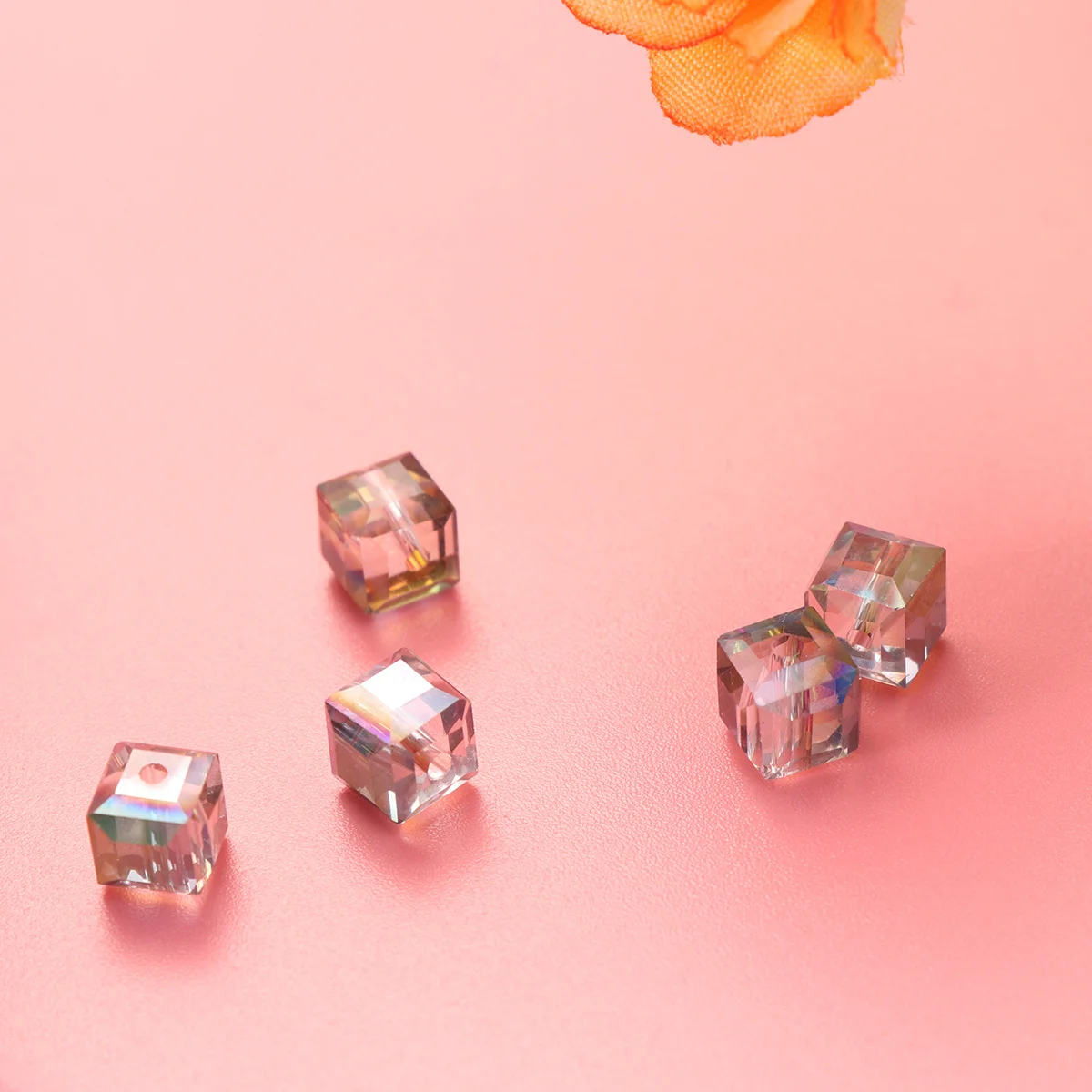 

50Pcs Crystal Bead Colorful 8mm Square Polished Jewelry Accessories DIY Necklace Bracelet Pendant Materials Crystal Bead