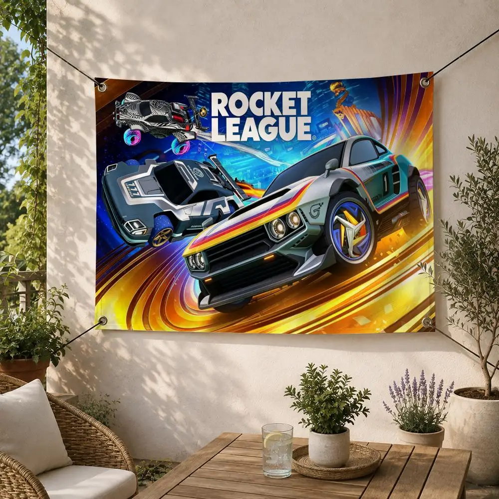 Game-Rocket League Sports Racing Flags Decorative Flag Banner for Outdoor Garden Yard Camping Party Home Wall Hanging Decor