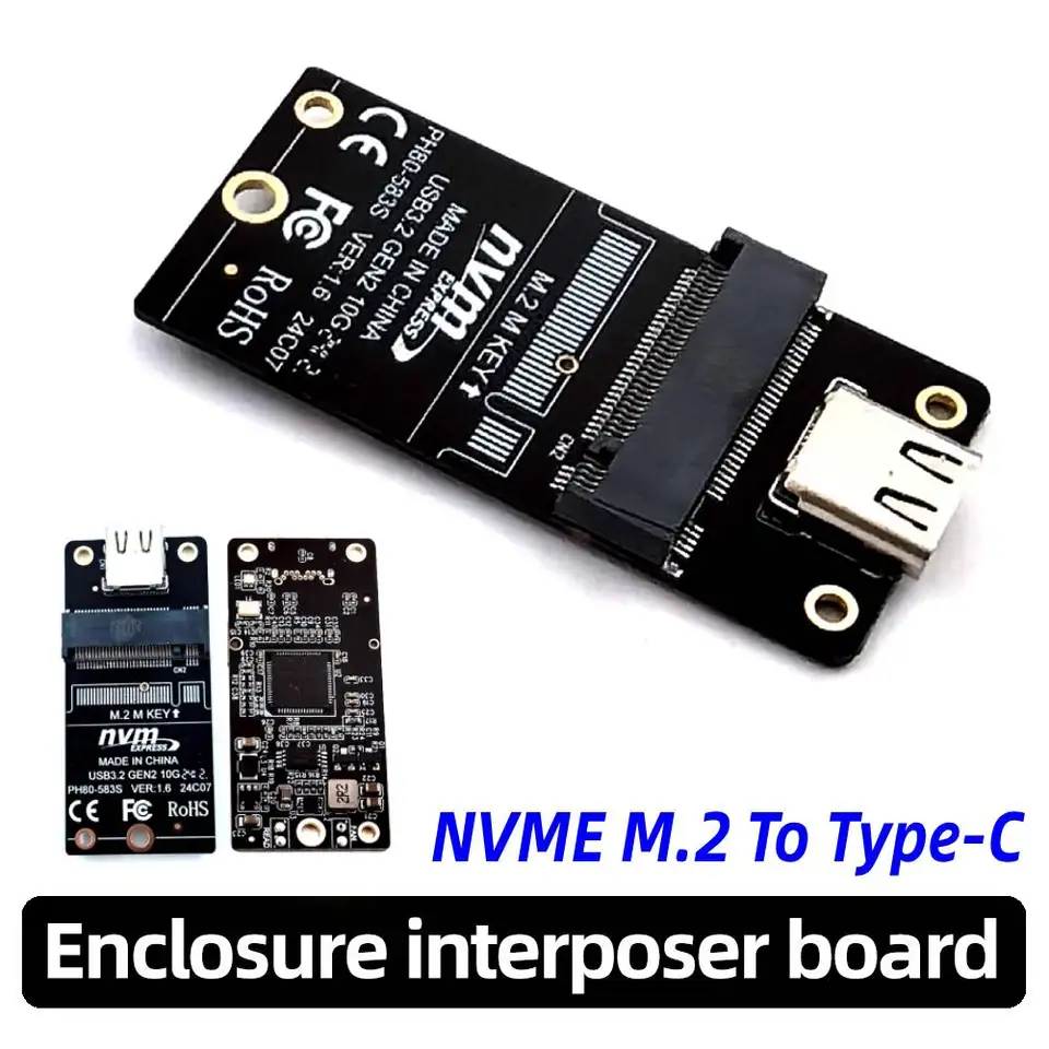 M.2 to Type-C NVMe SSD Adapter JMS583 10Gbps