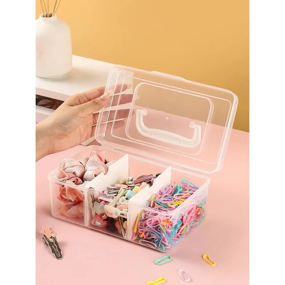 

Большая коробка для хранения детских аксессуаров для волос с ручкой и крышкой, шкатулка для украшений, органайзер для резинок и заколок для волос