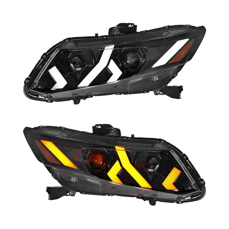 Venda quente yu guang para 2012 2015 9th gen civic faróis farol atualizado led sistema automático drl cabeça luz conjunto do farol