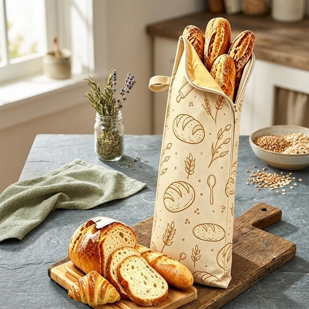 Reusable Cotton Bread Bags with Beeswax Coating for Sourdough Loaves Rolls Eco Friendly Storage for Home Bakers