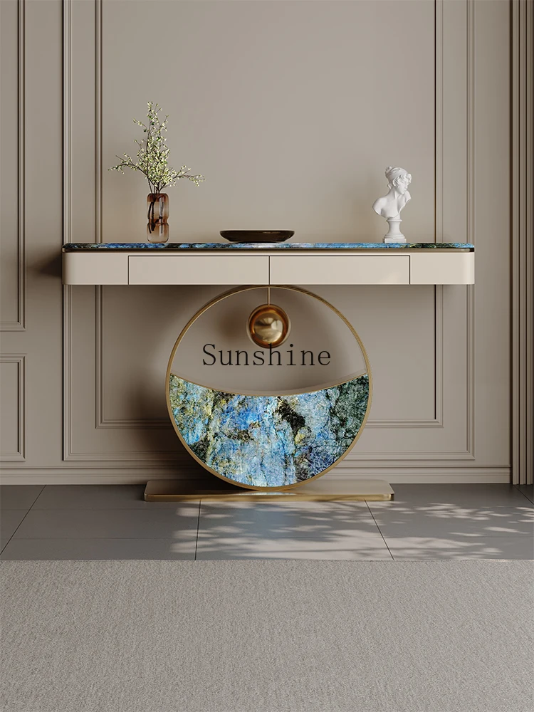 Light luxury home front door storage table against the wall corridor aisle end cabinet