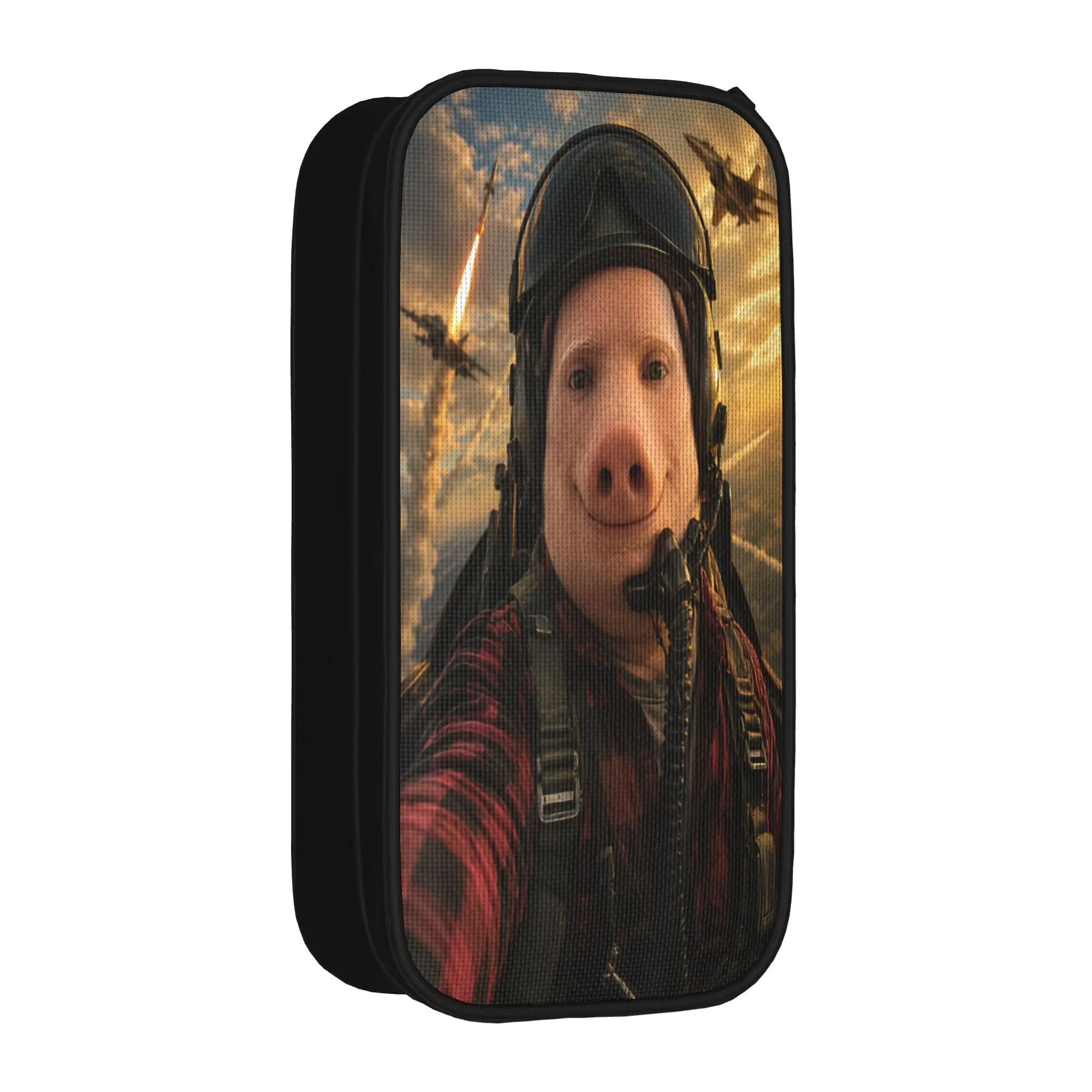 John Pork Fighter Pilot Selfie Funny Memes Dank Art Brainrot Pencil Case Students Cool Pencil Box School Pencil Cases Stationery