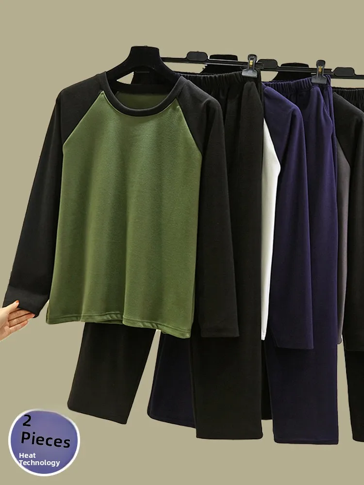 

Men's Fce Lined Spwear Long Sve Casual Winter Home Clothes Large Size Sweatpants Outdoor Wearable Comfortable Pajamas