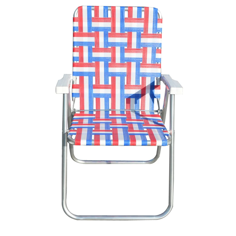 Folding Patio Lawn Webbed Chairs Beach Camping Chairs for Garden Blue - view 4