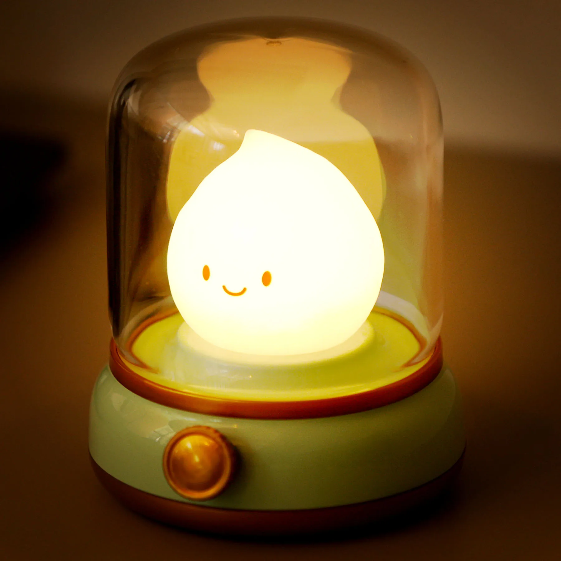 Bezpłomieniowe świece Chibi lampka nocna LED możliwość przyciemniania akumulator silikonowy płomień bursztynowe światło śliczna lampa naftowa przytulne oświetlenie do sypialni